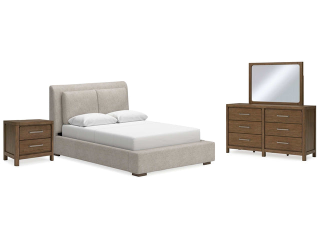 (Online Special Price) Cabalynn Oatmeal & Light Brown Queen Uph. Bedroom Set / 4pc - Ornate Home