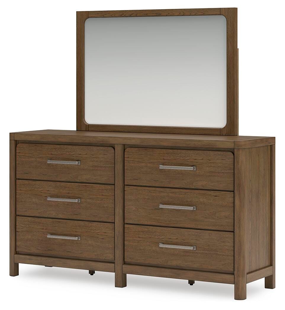 Cabalynn Light Brown Queen Panel Storage Bed, Dresser, Mirror and 2 Nightstands
