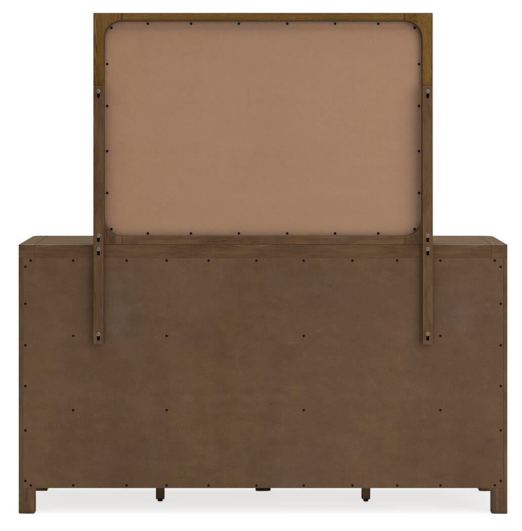 Cabalynn Light Brown Queen Panel Storage Bed, Dresser, Mirror and 2 Nightstands
