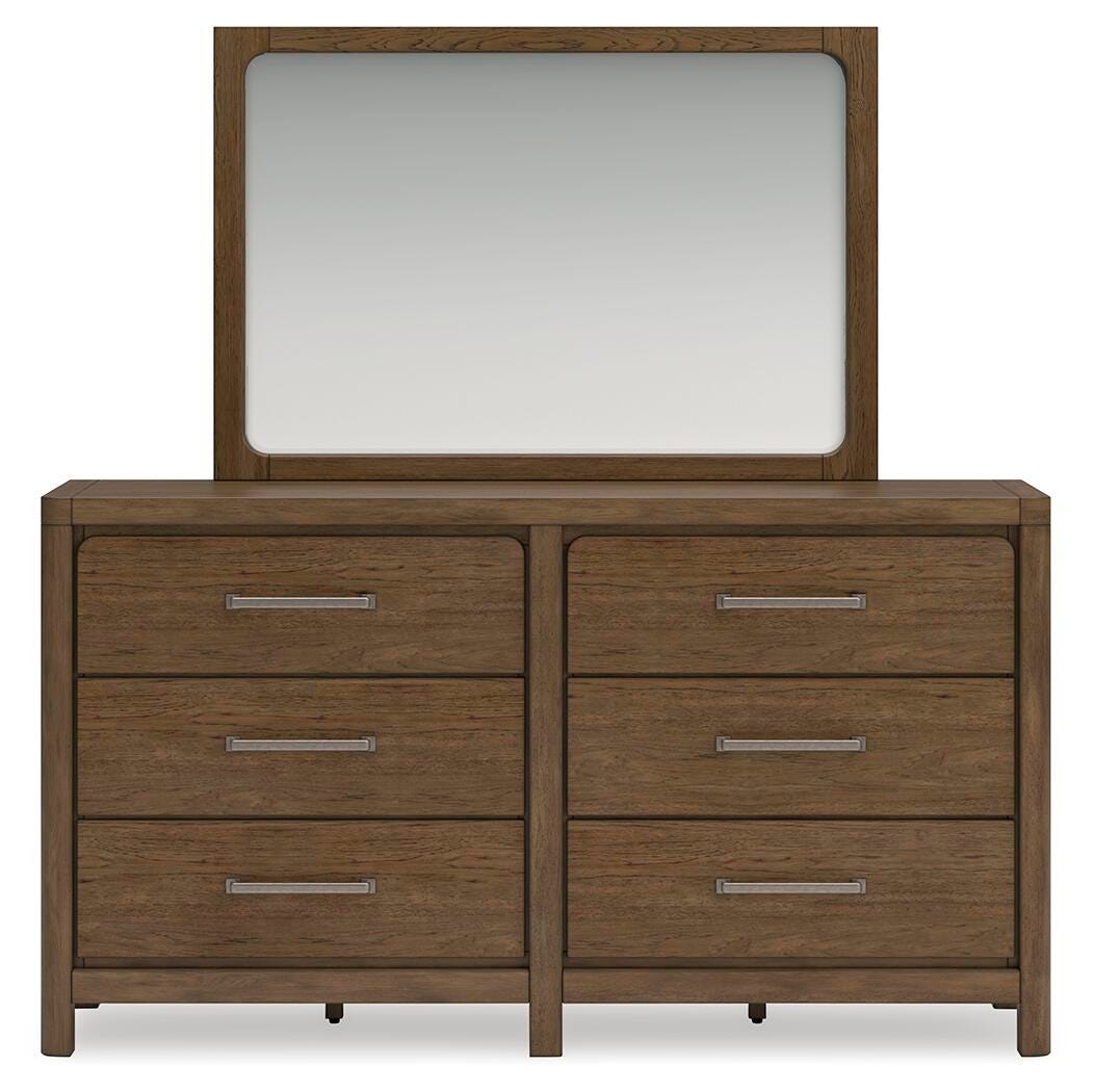 Cabalynn Light Brown Queen Panel Storage Bed, Dresser, Mirror and 2 Nightstands