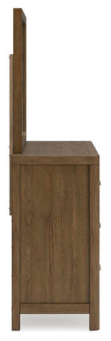Cabalynn Light Brown Queen Panel Storage Bed, Dresser, Mirror and 2 Nightstands