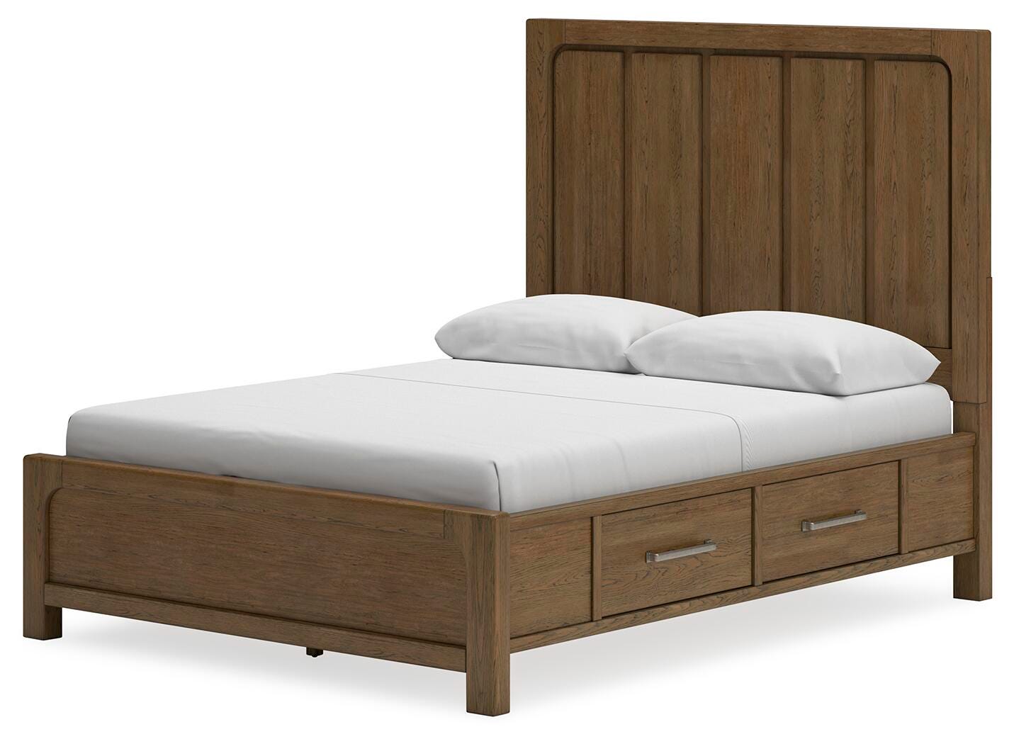 Cabalynn Light Brown Queen Panel Storage Bed, Dresser, Mirror and 2 Nightstands