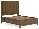 Cabalynn Light Brown Queen Panel Storage Bed, Dresser, Mirror and 2 Nightstands