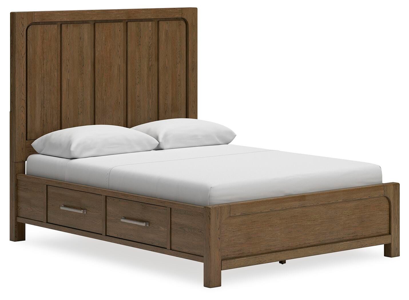 Cabalynn Light Brown Queen Panel Storage Bed, Dresser, Mirror and 2 Nightstands