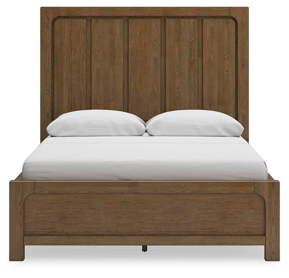 Cabalynn Light Brown Queen Panel Storage Bed, Dresser, Mirror and 2 Nightstands
