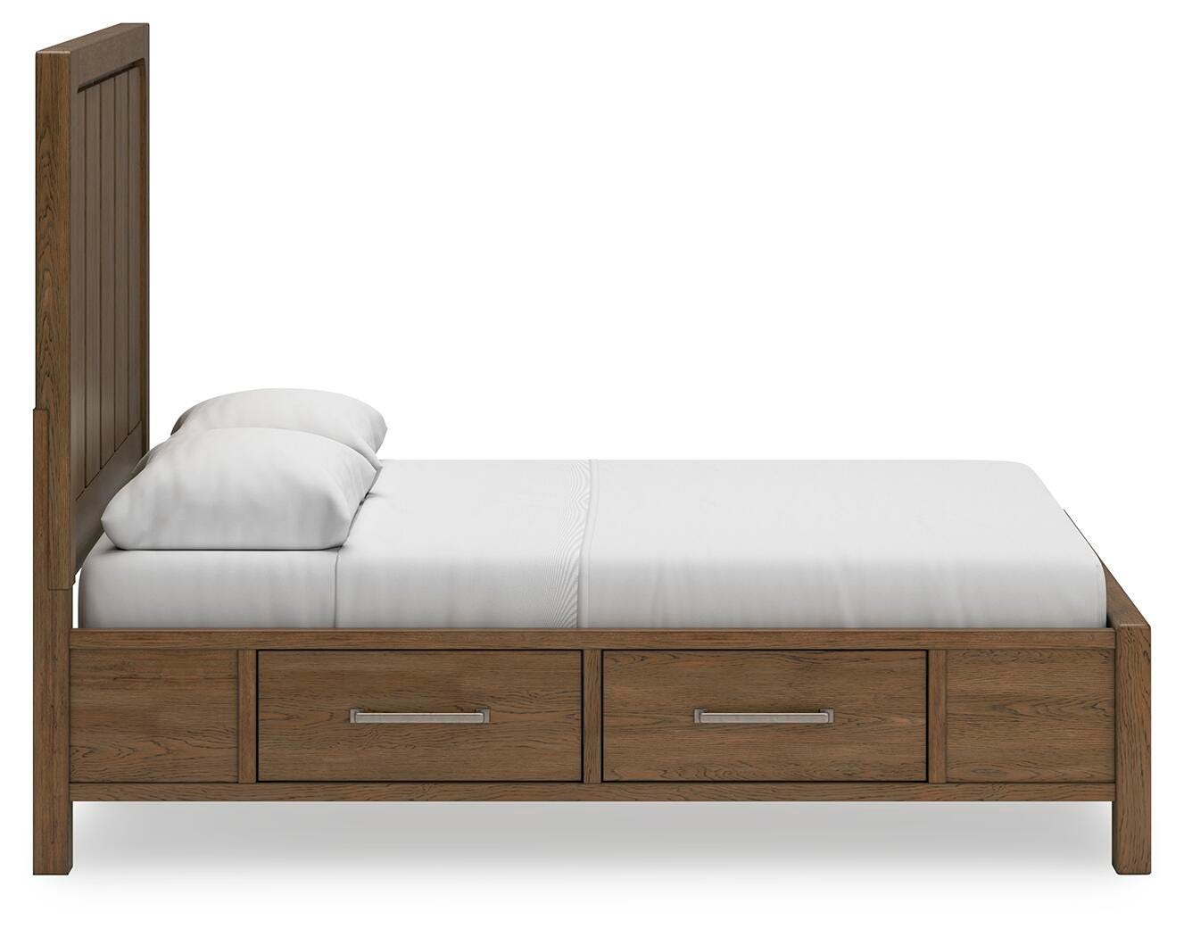 Cabalynn Light Brown Queen Panel Storage Bed, Dresser, Mirror and 2 Nightstands