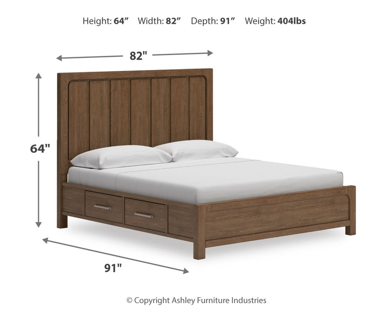 Cabalynn California King Panel Bedroom Set with Storage, Dresser and Mirror - Ornate Home