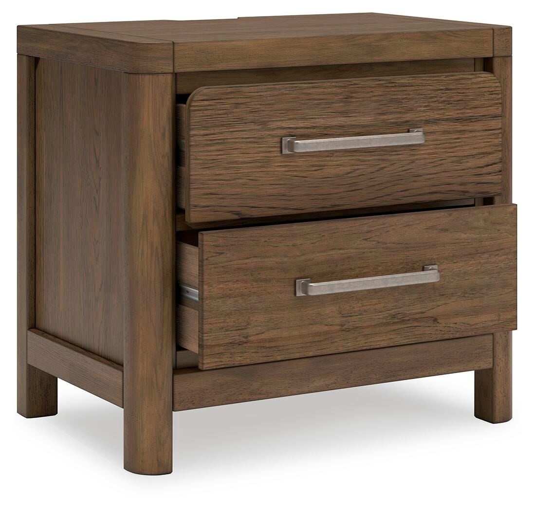 Cabalynn Light Brown Queen Panel Storage Bed, Dresser, Mirror and 2 Nightstands