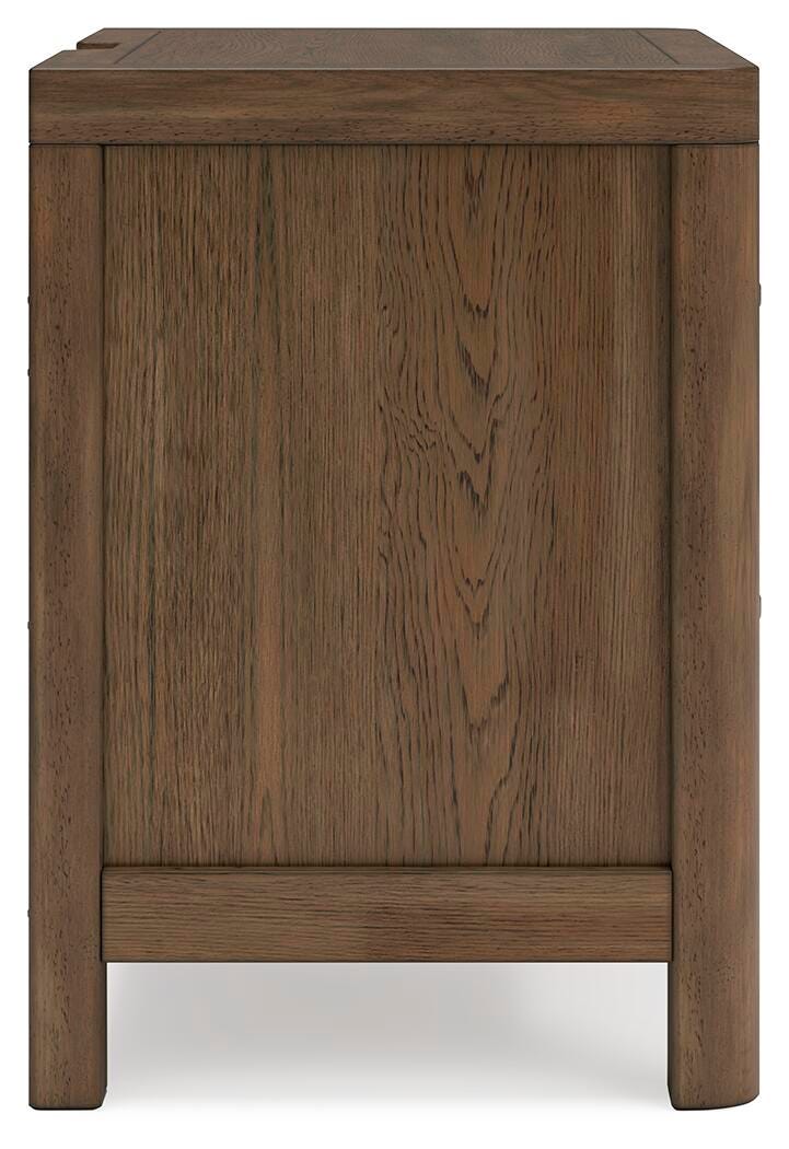 Cabalynn Light Brown Queen Panel Storage Bed, Dresser, Mirror and 2 Nightstands
