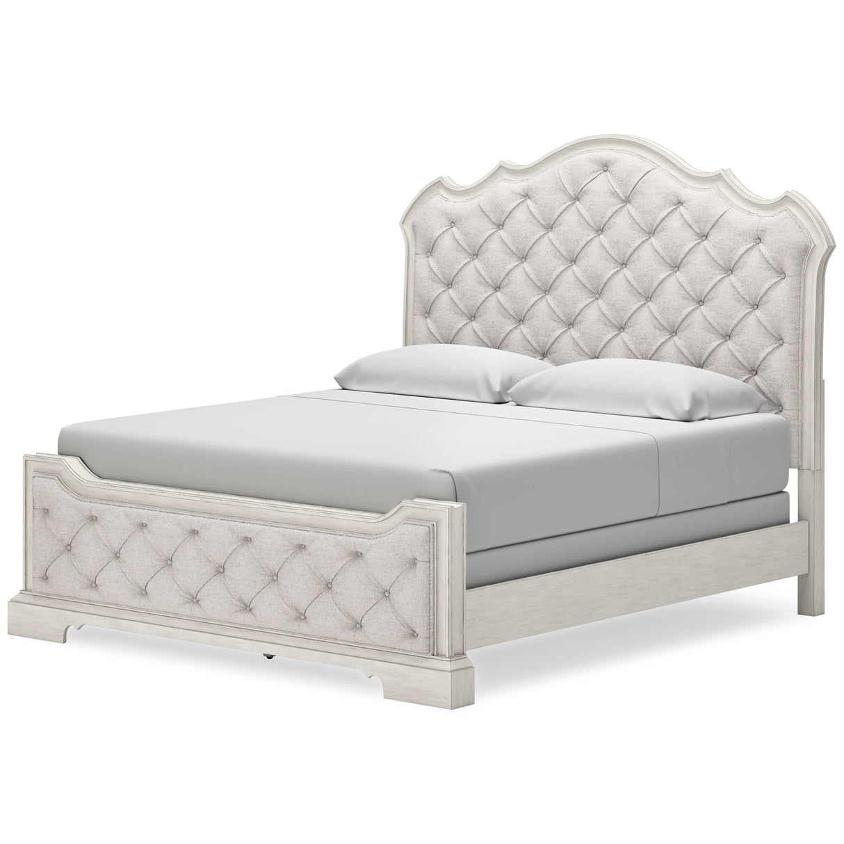 Arlendyne Antique White Cal. King Upholstered Bed - Ornate Home