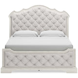 Arlendyne Antique White Cal. King Upholstered Bed - Ornate Home