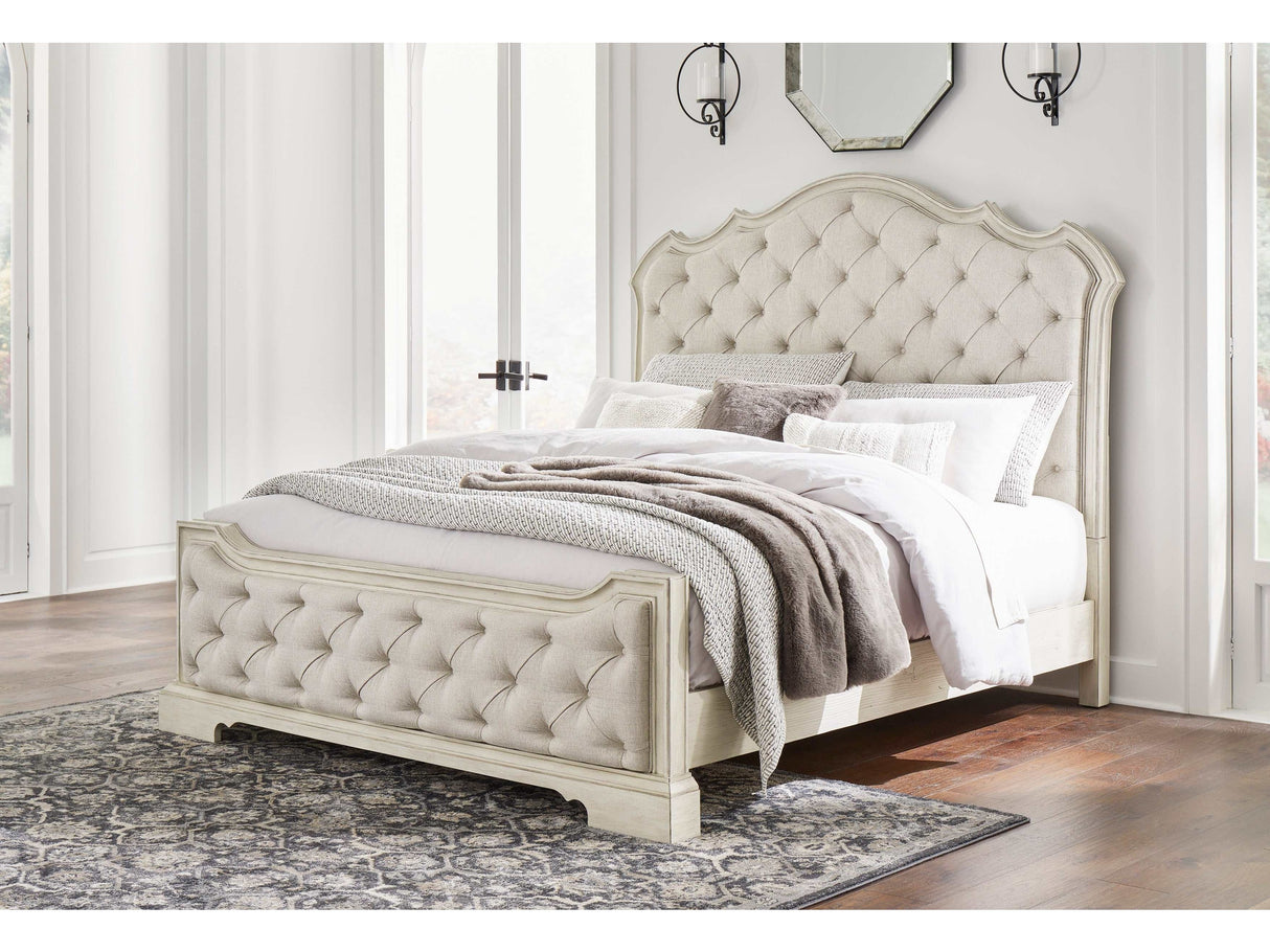 Arlendyne Antique White King Upholstered Bed - Ornate Home