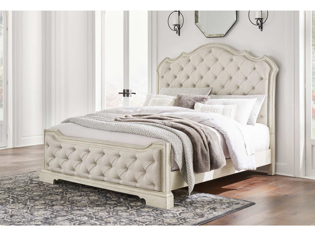 Arlendyne Antique White King Upholstered Bed - Ornate Home