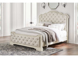 Arlendyne Antique White Cal. King Upholstered Bed - Ornate Home