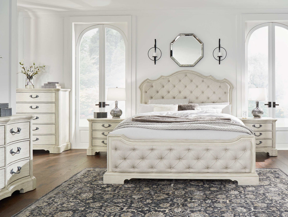 Arlendyne Antique White Queen Upholstered Bed - Ornate Home