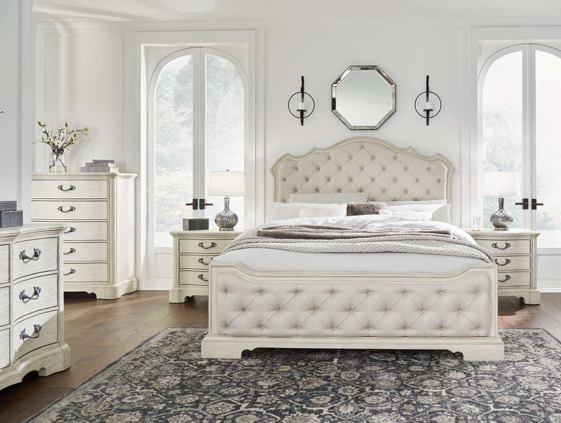 Arlendyne Antique White King Upholstered Bed