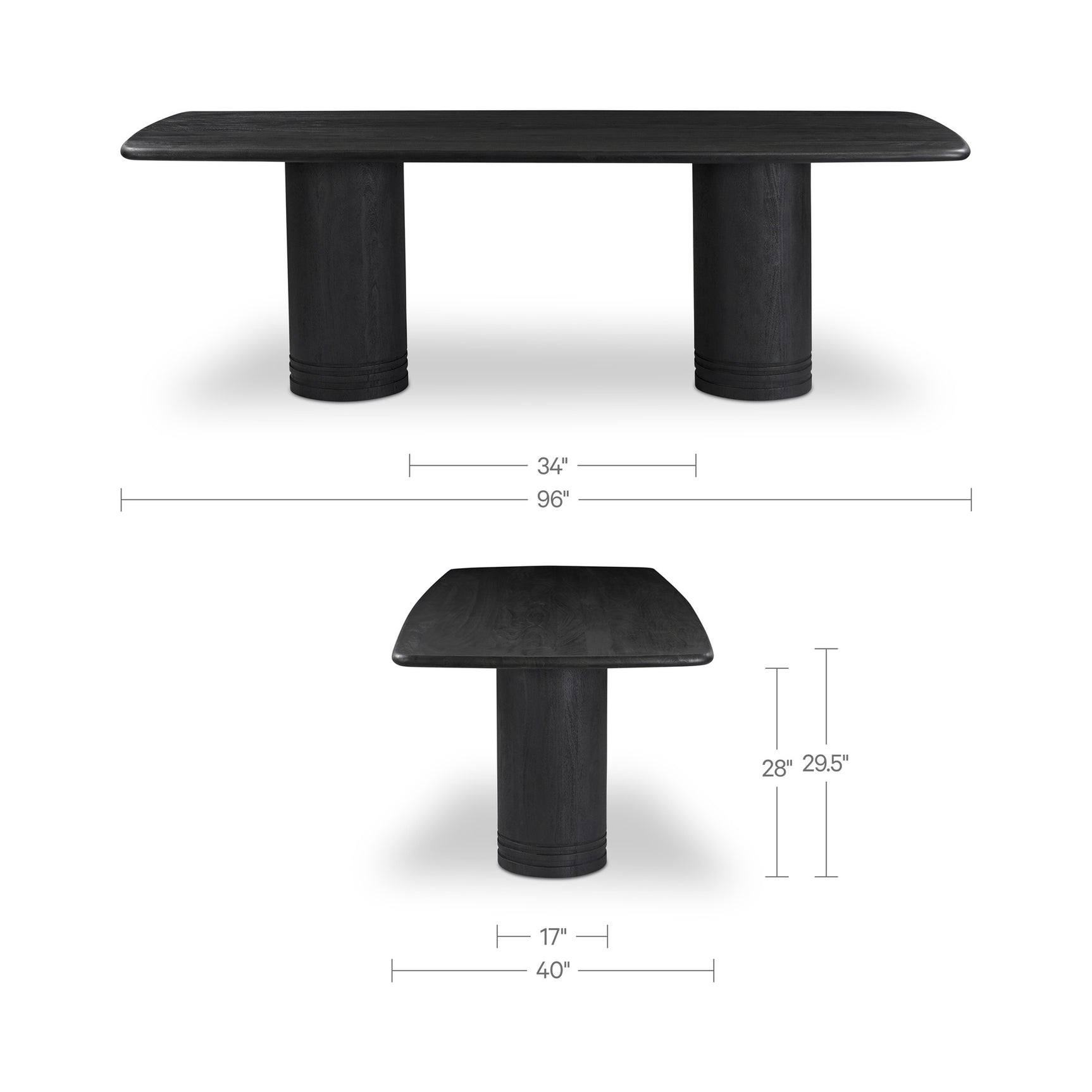 Daphne Black Large Dining Table