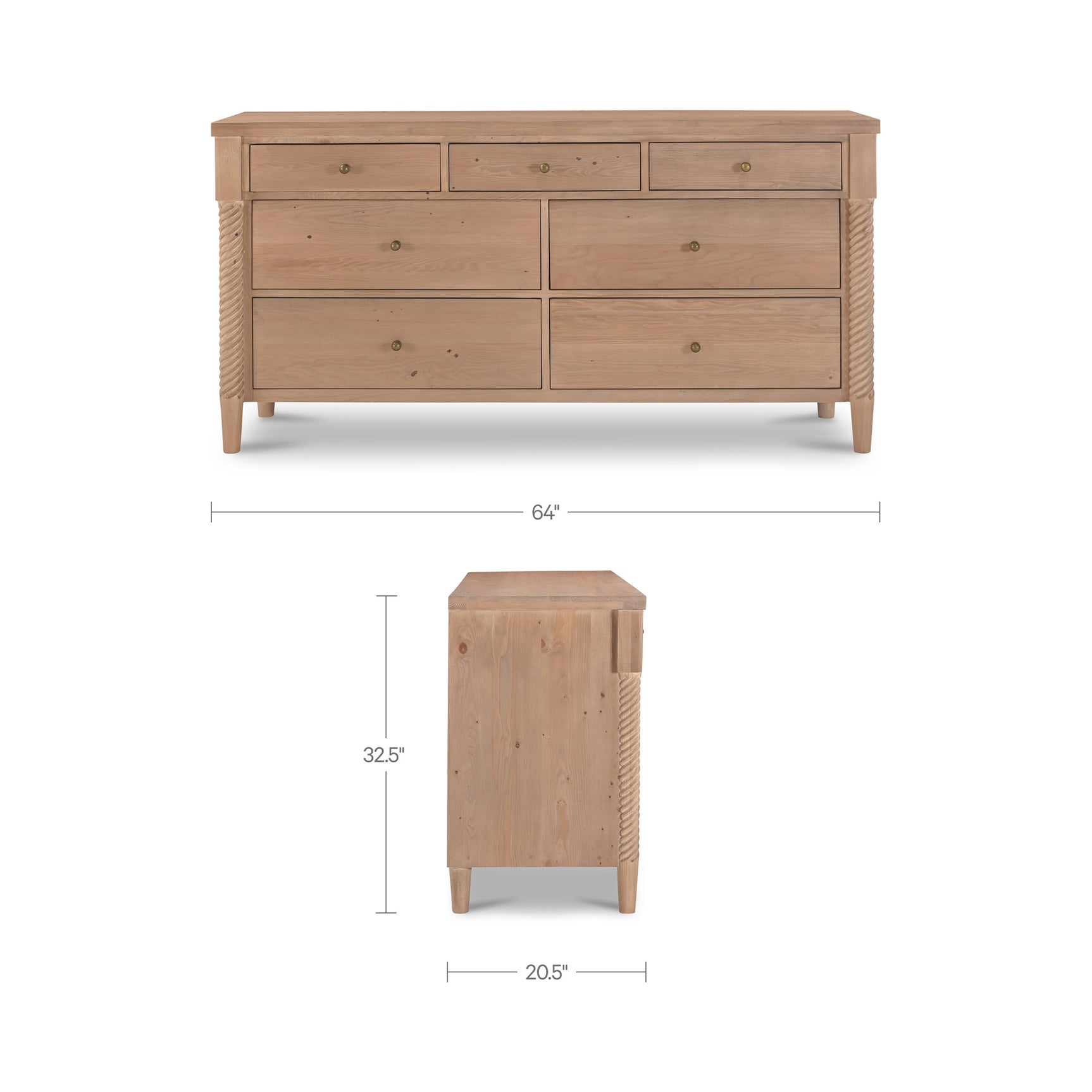 Joni Natural 7 Drawer Dresser