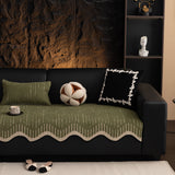 Textured Sofa Seat Cover with Wave Edge – Non-Slip, Washable Couch Throw Protector