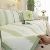 Striped Non-Slip Cooling Couch Cover, Summer Couch Pads for Seat Back Armrest