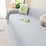 Cooling Embossed Botanical Couch Cover, Soft Ice Silk Furniture Protector for Sofa