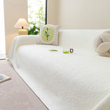 Cooling Embossed Botanical Couch Cover, Soft Ice Silk Furniture Protector for Sofa