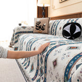 Southwestern Boho Woven Tribal Sofa Cover Blanket, Rustic Farmhouse Couch Throw Cover