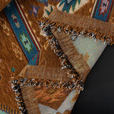 Southwestern Boho Woven Tribal Sofa Cover Blanket, Rustic Farmhouse Couch Throw Cover