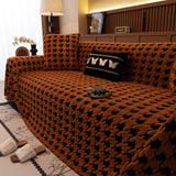 Jacquard Fleece Houndstooth Warm Cozy Couch Cover Blanket Decorative Throws for Sofas