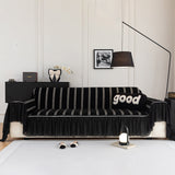Leaf Stripe Sofa Cover with Black Sheer Skirt, Boho Soft Couch Slipcover for Pets