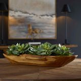Yuma Green Succulent Wood Bowl Centerpiece