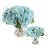 Tranquil Blue Blooms In Glass Vases (Set of 2)