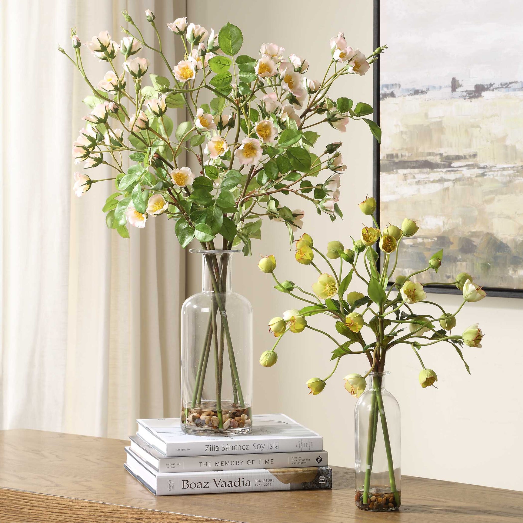 Tranquility Lenten Green/Pink/Yellow Rose Bouquets (Set of 2)