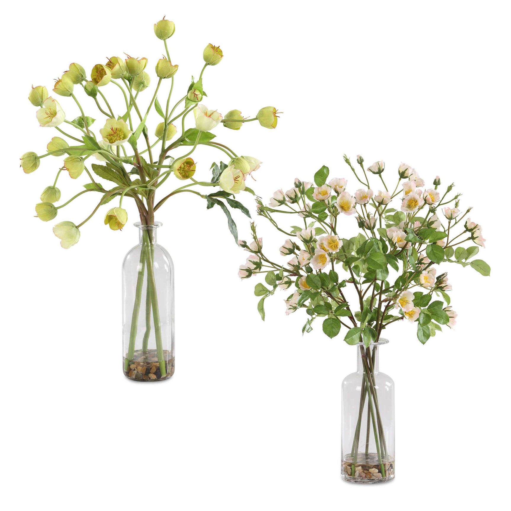 Tranquility Lenten Green/Pink/Yellow Rose Bouquets (Set of 2)
