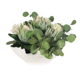Protea Blooms White Bowl Centerpiece