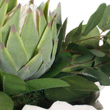 Protea Blooms White Bowl Centerpiece