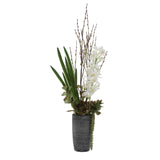 Eterna Orchid Black/Green/White Centerpiece & Vase
