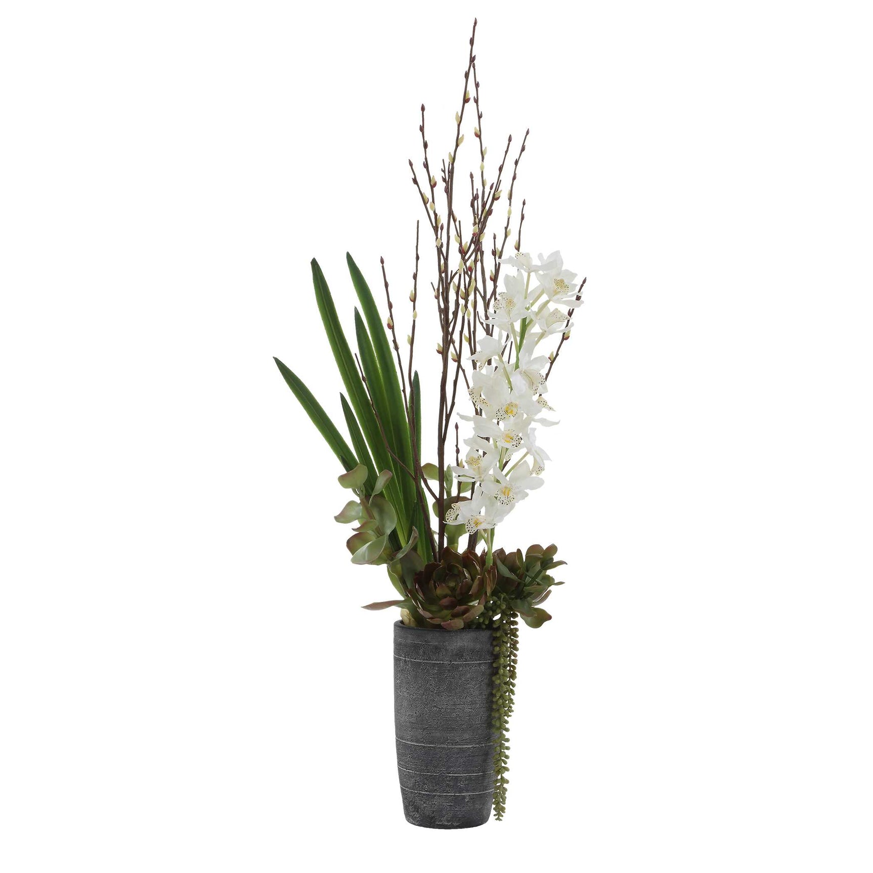 Eterna Orchid Black/Green/White Centerpiece & Vase