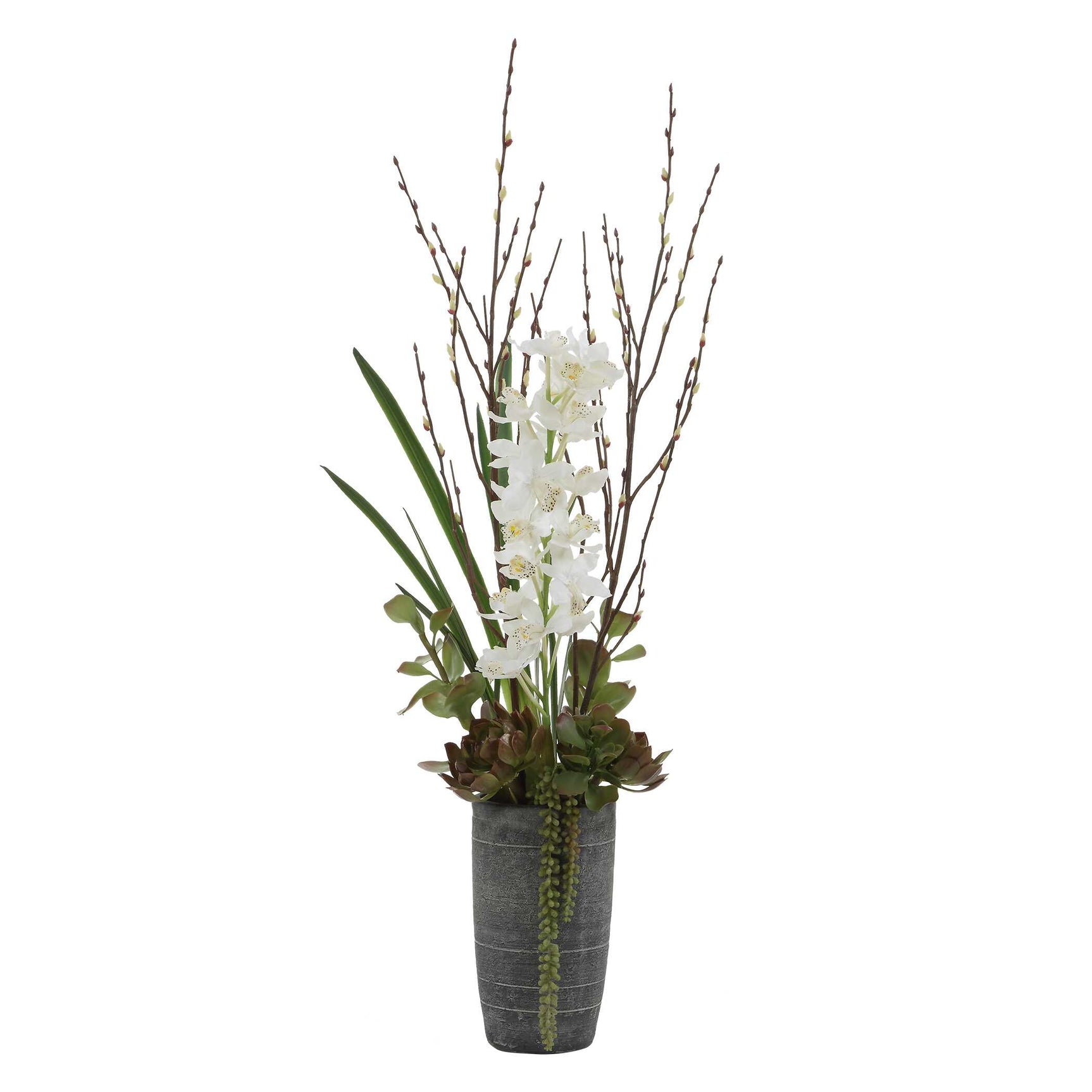 Eterna Orchid Black/Green/White Centerpiece & Vase