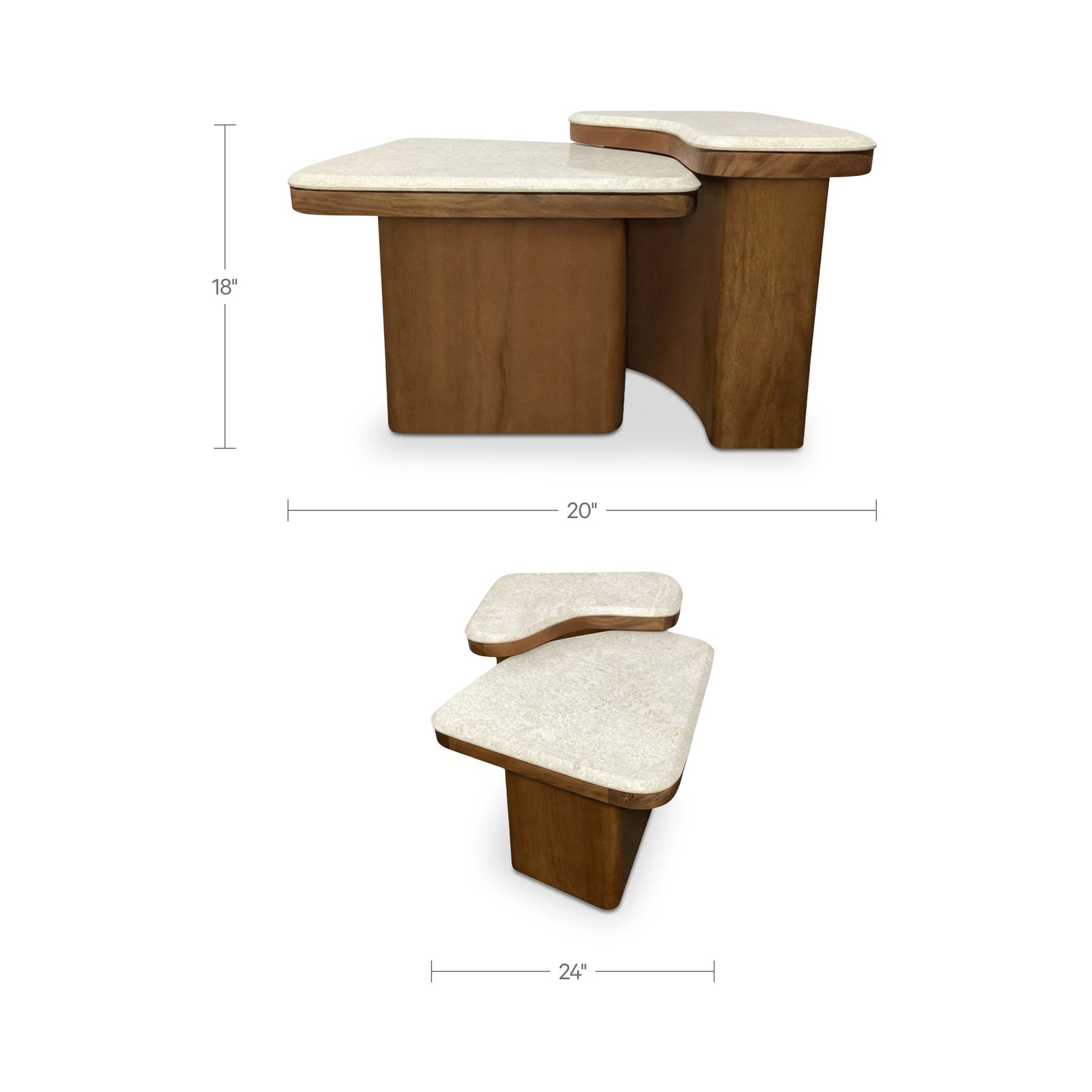 Abi Beige/Walnut Cosmos Marble Nesting Coffee Table