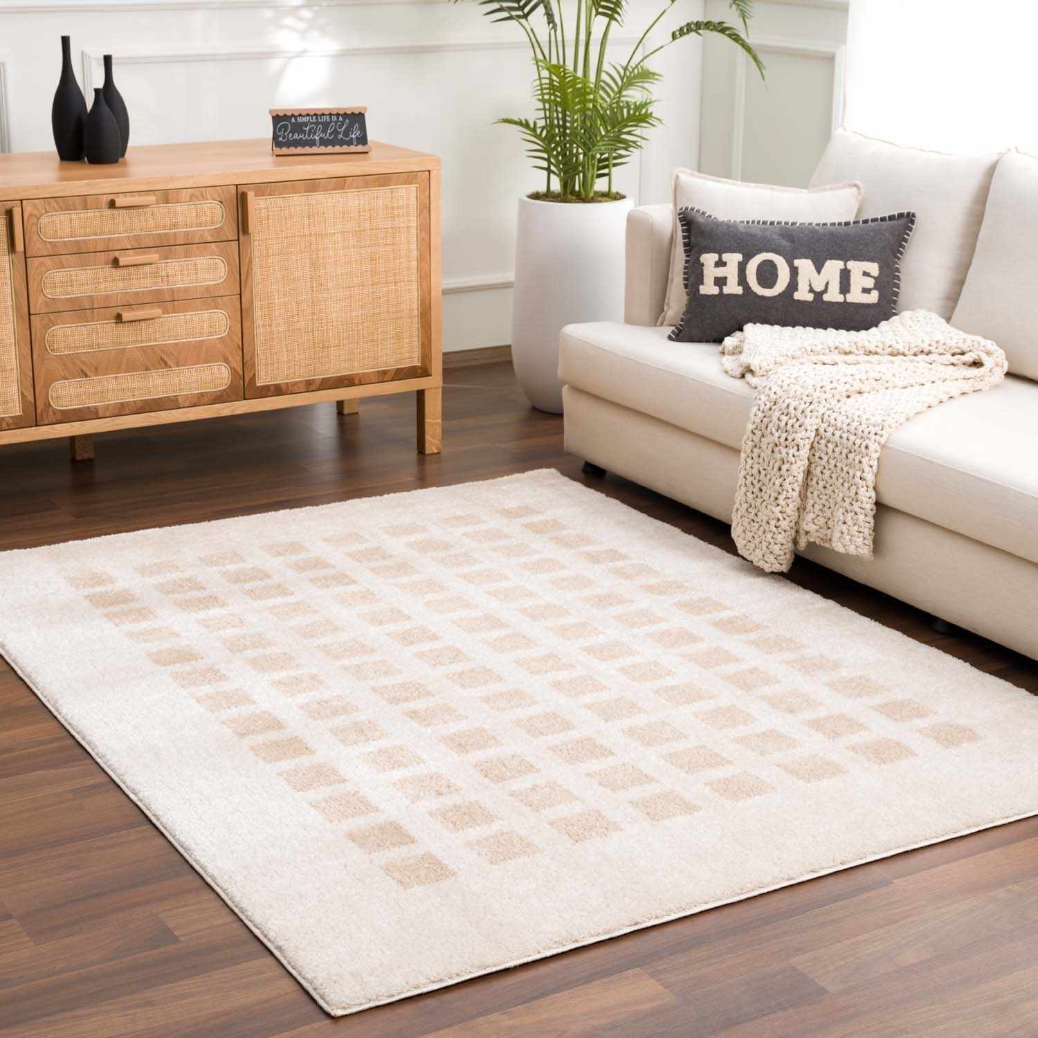 Baback Beige Washable Area Rug - Ornate Home
