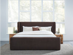 Bacall Cola Velvet California King Upholstered Wingback Platform Bed - Ornate Home