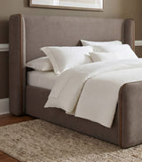 Bacall Mushroom/Claystone California King Wingback Wood Bed - Ornate Home