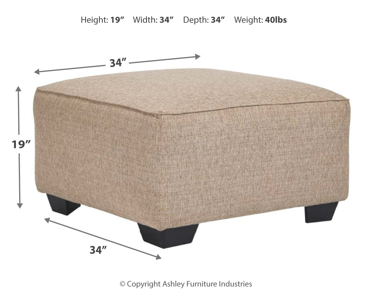 Baceno Hemp Oversized Ottoman (Online Special Price) - Ornate Home