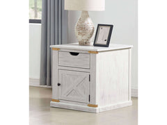 Bacerra Antique White/Gold End Table - Ornate Home