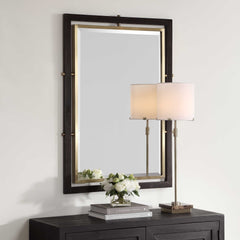 Bach Walnut/Brass Rectangle Mirror - Ornate Home