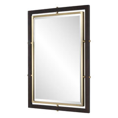 Bach Walnut/Brass Rectangle Mirror - Ornate Home