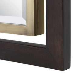 Bach Walnut/Brass Rectangle Mirror - Ornate Home