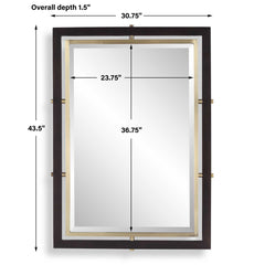 Bach Walnut/Brass Rectangle Mirror - Ornate Home