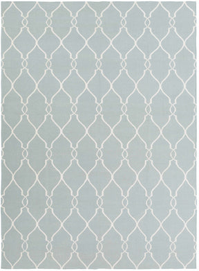 Baconton Blue/Beige Trellis Wool Rug - Clearance - Ornate Home